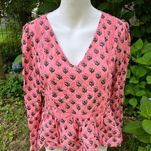 LOFT Pink Peplum Top